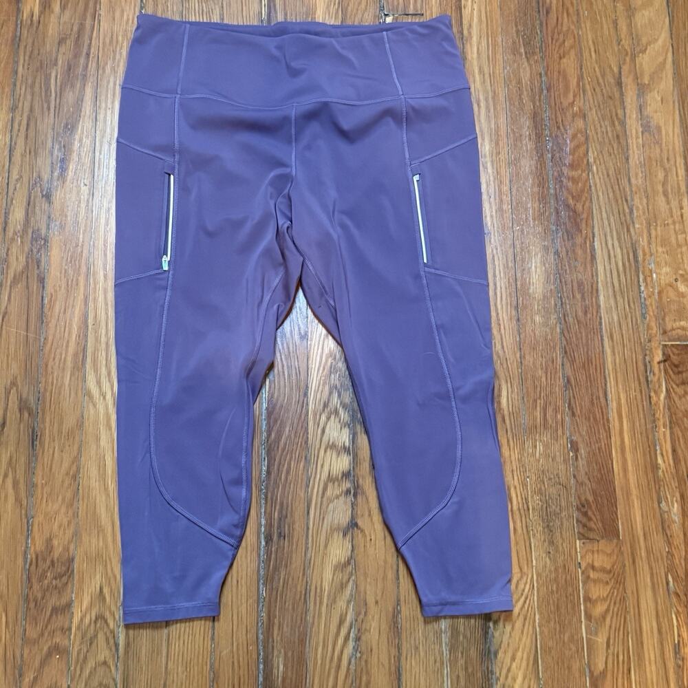 Athleta Cropped Leggings Rainier Unbrushed 7/8‎ Tight Purple Activewear Size 2X